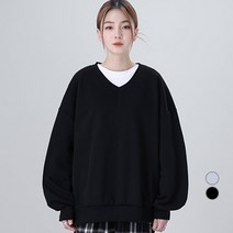 어썸어라운드 여성용 기모 루즈핏 브이넥 맨투맨