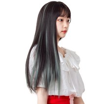 가발위드 와이드 컬러 포인트 피스 스트레이트 4p + 트윙클 붙임머리 세트, 다크카키(컬러피스), 랜덤발송(붙임머리), 1세트