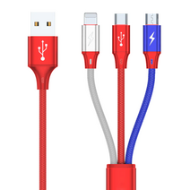 요거 3 in 1 C타입 아이폰 8핀 5핀 고속 충전 케이블, 2m