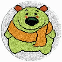 알로데 동물 라운드 카펫 러그 매트 DIY 스킬 자수 세트 중국어버전 컬러인쇄메쉬, 1세트, 07