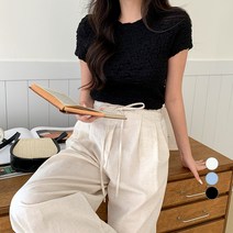 베러스윗 여성용 라운드 링클 반팔티