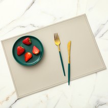 더블제이유 인조가죽 방수 사각 식탁매트 2p, 그레이, 45 x 30 cm