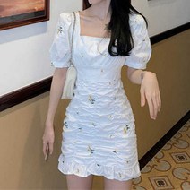 여성용 블랙101 민드 플라워 셔링 미니 원피스 CH-2319382