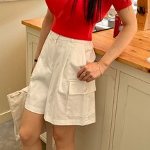 여성용 마롱 카고 밴딩 숏팬츠