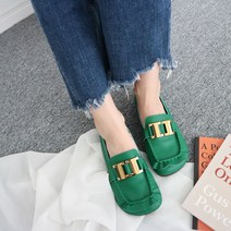 헬로슈즈 러프 골드 장식 스퀘어토 플랫슈즈 HS2576