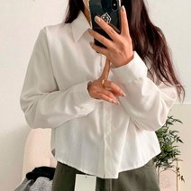 에이와비 여성용 델피치 기모 크롭 셔츠