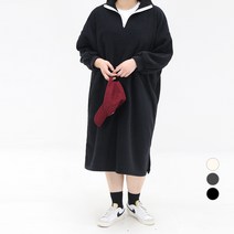 102102 여성용 빅사이즈 플리스 아노락 롱 원피스