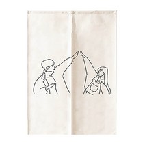 에이홉 사랑스러운 커플 라인 프린팅 파티션 커튼 양문형