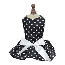 리빙듀오 도트 리드 반려동물 원피스, 블랙