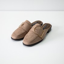 르본디 여성용 퍼 슬리퍼뮬 D링 블로퍼 2.5cm