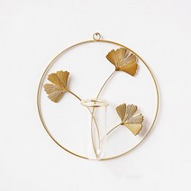 리코프 깅고리프 철제 인테리어 벽걸이 화병 원형, 골드