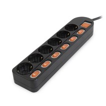 파워존 메인 개별 안전 멀티탭 6구 블랙 16A ME6100B, 1개, 10m