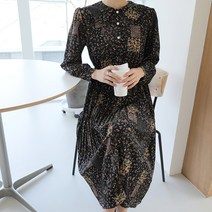 빼빼 여성용 스트링 플라워 플리츠 롱원피스