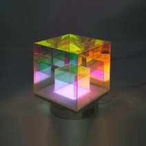 미트라샵 오로라 아크릴 큐브 LED 사각 무드등, 혼합색상