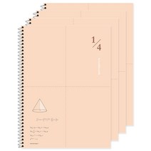 포포팬시 2000 4분할 수학연습장 YPC-4437, 코랄, 4개