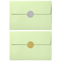 러브유 원형스티커 50p + 파스텔 청첩장 앤 엽서 봉투 50p 세트, 랜덤발송(원형스티커), 그린(봉투), 1세트