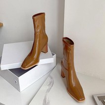 지앤와이 에나멜 유광 앵클부츠 8cm