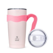 캐리보틀 스탠다드 스테인레스 보온보냉 텀블러 + 전용 손잡이, 핑크(텀블러), 핑크(손잡이), 600ml, 1개