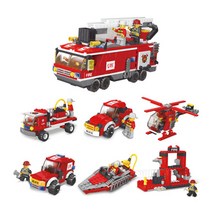 레츠토이 소방본부 레고 호환 블록 6종 세트, 혼합색상