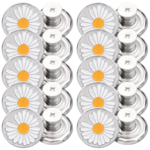 신형 바지수선 요술단추, 10개, 실버 데이지