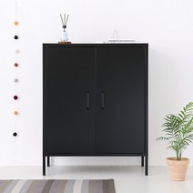 마켓비 MKB 캐비넷 모던세로중 2문 수납장 8001015 6117.3762, 블랙