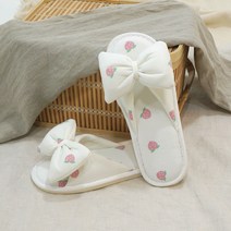 루루홈 여성용 르블랑 거실화, 리본 딸기