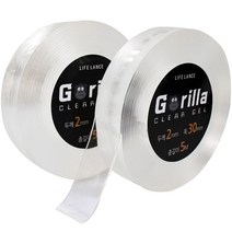 고릴라 클리어겔 실리콘 방수 대용량 양면테이프 두께 2mm x 폭 30mm x 총길이 5m, 2개