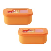 아르딘 시에로 프리미엄 직사각 밀폐용기 페일오렌지 소 450ml, 단품, 2개
