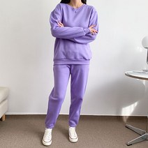 헤이진 여성용 무지 조거맨투맨 기모 트레이닝 상하의