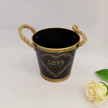 나비다 메탈 러브 손잡이 꽃화분, 블랙