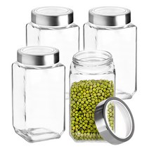 차이나다 투명뚜껑 사각 밀폐 유리병, 4개, 2000ml