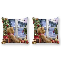 크리스마스 풍경 하얀눈 쿠션커버 2p