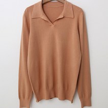 안다로미 여성용 데일리 브이넥 카라 긴팔 컬러 티셔츠