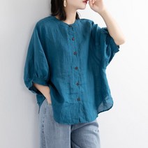 아티렐 여성용 단색 린넨 레트로 셔츠