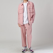 하이후 남성용 스판 투웨이 셔츠 자켓 + 와이드 크롭 팬츠 세트 HE1034