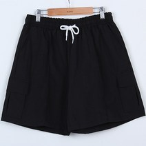 플레이즈 남성용 타스란 핀턱 카고포켓 스트링밴딩 반바지