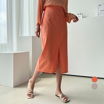 세컨그라운드 여성용 린넨 앞 트임 밴딩 스커트