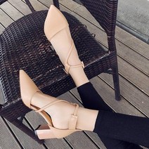 여성용 사선라인 미들굽 하이힐