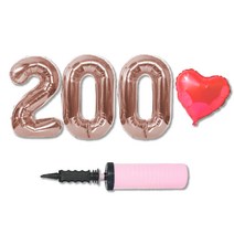 올댓파티 200일 기념일 풍선 패키지 + 핸드펌프 세트, 혼합색상(풍선), 랜덤발송(핸드펌프), 1세트