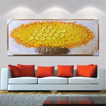 행운나무 그림 유화 노랑