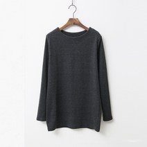 헤이진 여성용 피치기모 라운드 긴팔 롱티셔츠
