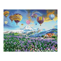 아이러브페인팅 DIY 보석십자수 캔버스형 풍경 40 x 50 cm, 새벽 열기구 여행, 1개