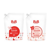 비앤비 유아용 섬유유연제 자스민 앤 로즈 리필 1500ml + 섬유세제 리필 1500ml, 1세트