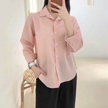 플랜데이 여성용 찰랑찰랑 가벼운 파스텔 셔츠 블라우스