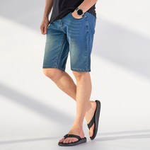 디엘크리 남성용 빅사이즈 데일리 스판 데님 반바지