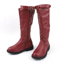 루루슈 아동용 하이 벨트 주름 털 롱부츠