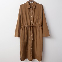 안다로미 리본끈 포인트 캐주얼 셔츠 원피스