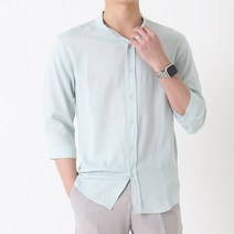 지지블랙 남성용 루피 헨리넥 쿨 린넨 7부 차이나 남방 셔츠