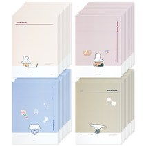 뭉구 보바 화이트라인 무선 제본노트 4종 x 10p 세트, 1세트, 베이지, 로즈우드, 라이트블루, 올리브