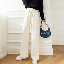 레몬소울 여성용 하디 골지 밴딩 와이드 팬츠